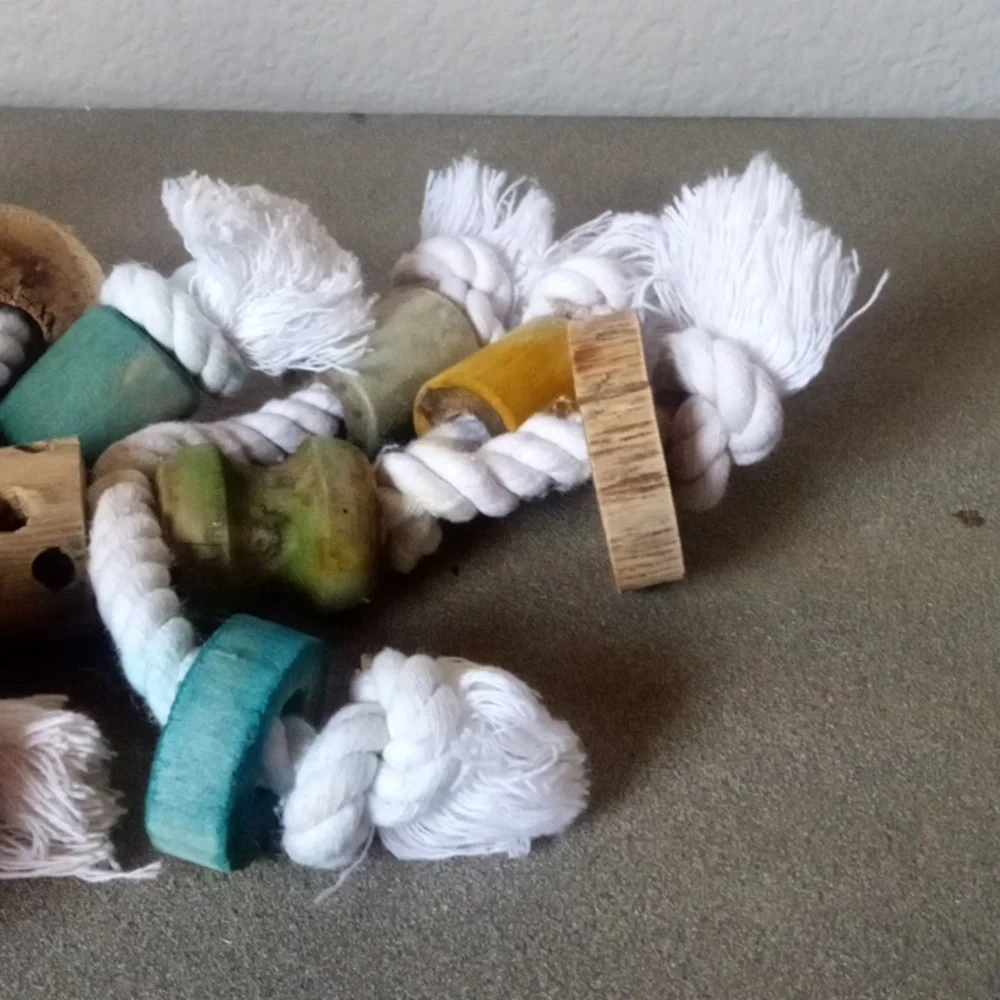 New! HAND CRAFTED Large Hookbill Parrot African Gray Cockatoo Macaw Hanging Toy